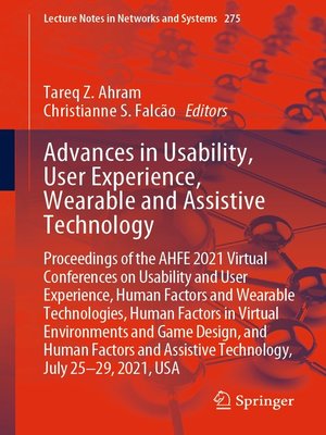 cover image of Advances in Usability, User Experience, Wearable and Assistive Technology